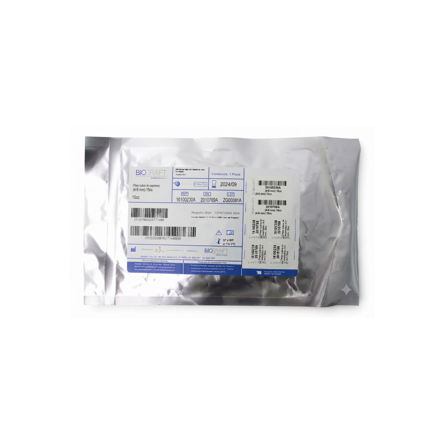 CHIPS DE HUESO 15 CC BIOGRAFT CUBOS DE 6MM