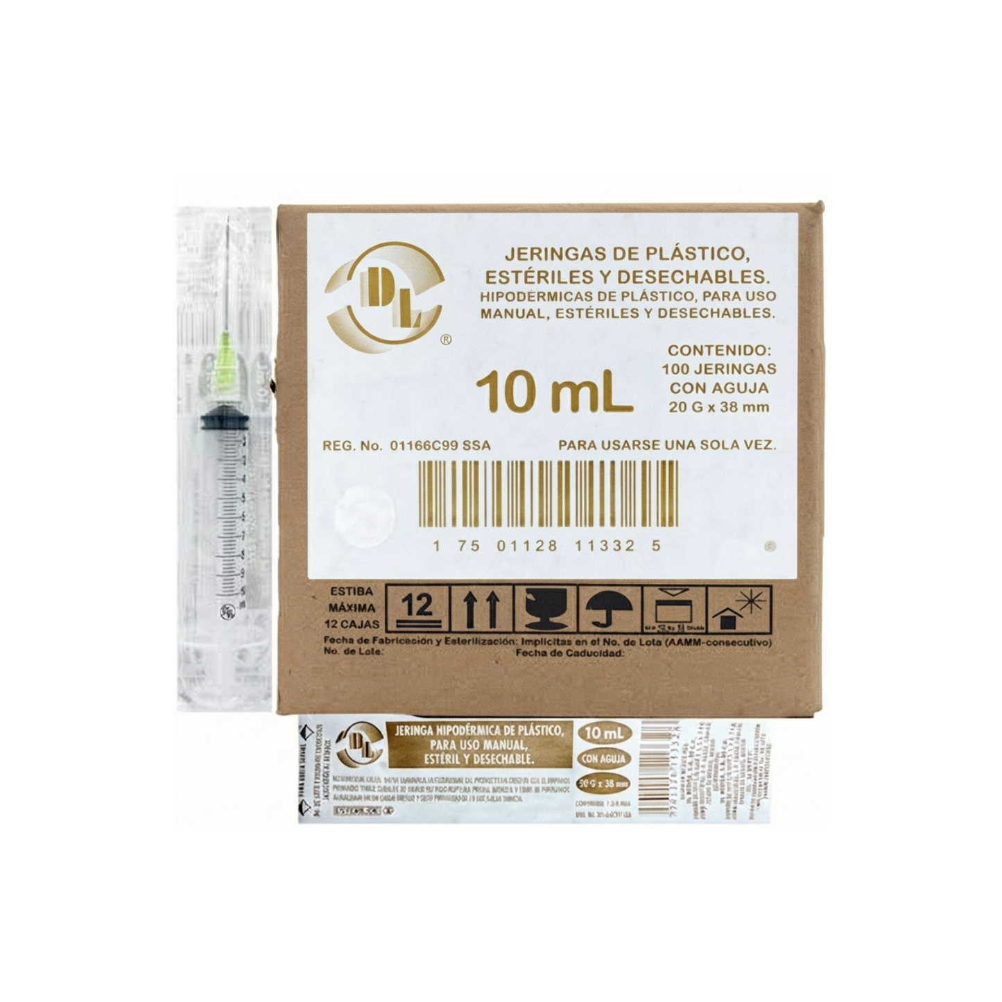 JERINGA DL 10ML CON AGUJA 20G X 38MM CAJA CON 100 PIEZAS