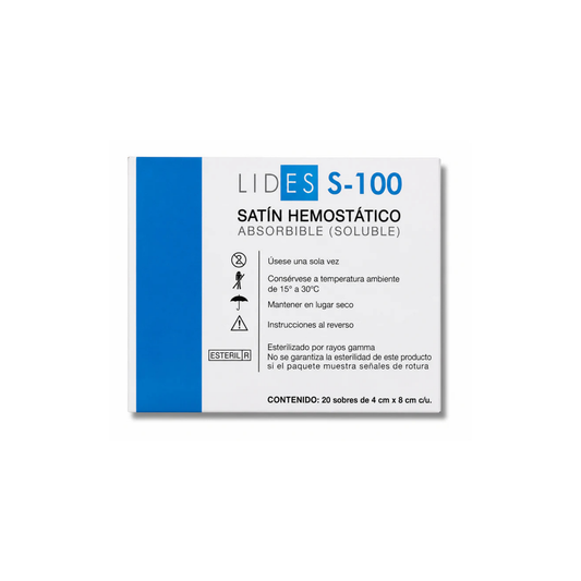 SATÍN HEMOSTÁTICO ABSORBIBLE LIDES-100 CAJA CON 20 PIEZAS
