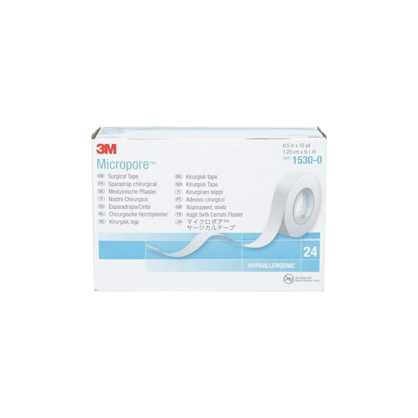 CINTA MICROPORE HIPOALERGENICA 3M 1.25CM X 9.1 MTS CAJA CON 24 ROLLOS