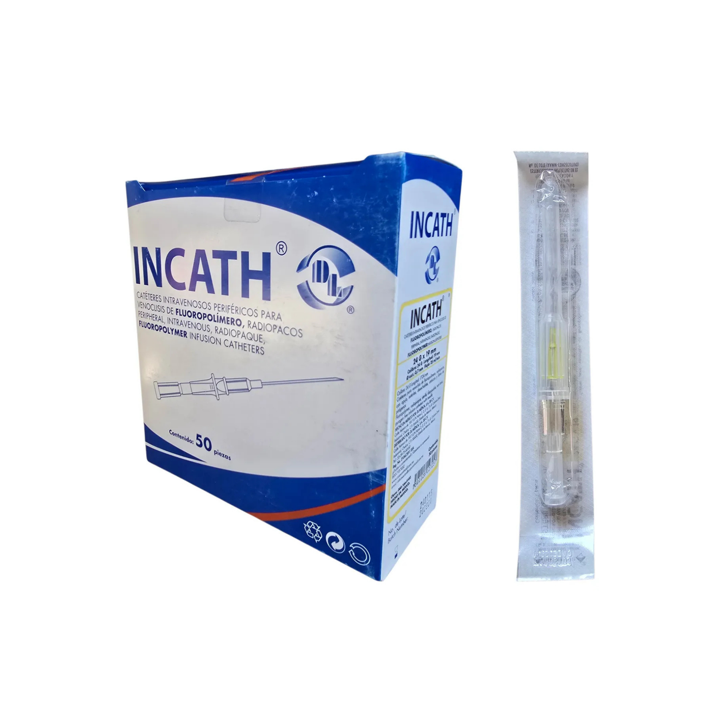 CATETER INTRAVENOSO PERIFERICO RADIOPACO INCATH DL 24G X 19MM CAJA CON 50 PIEZAS
