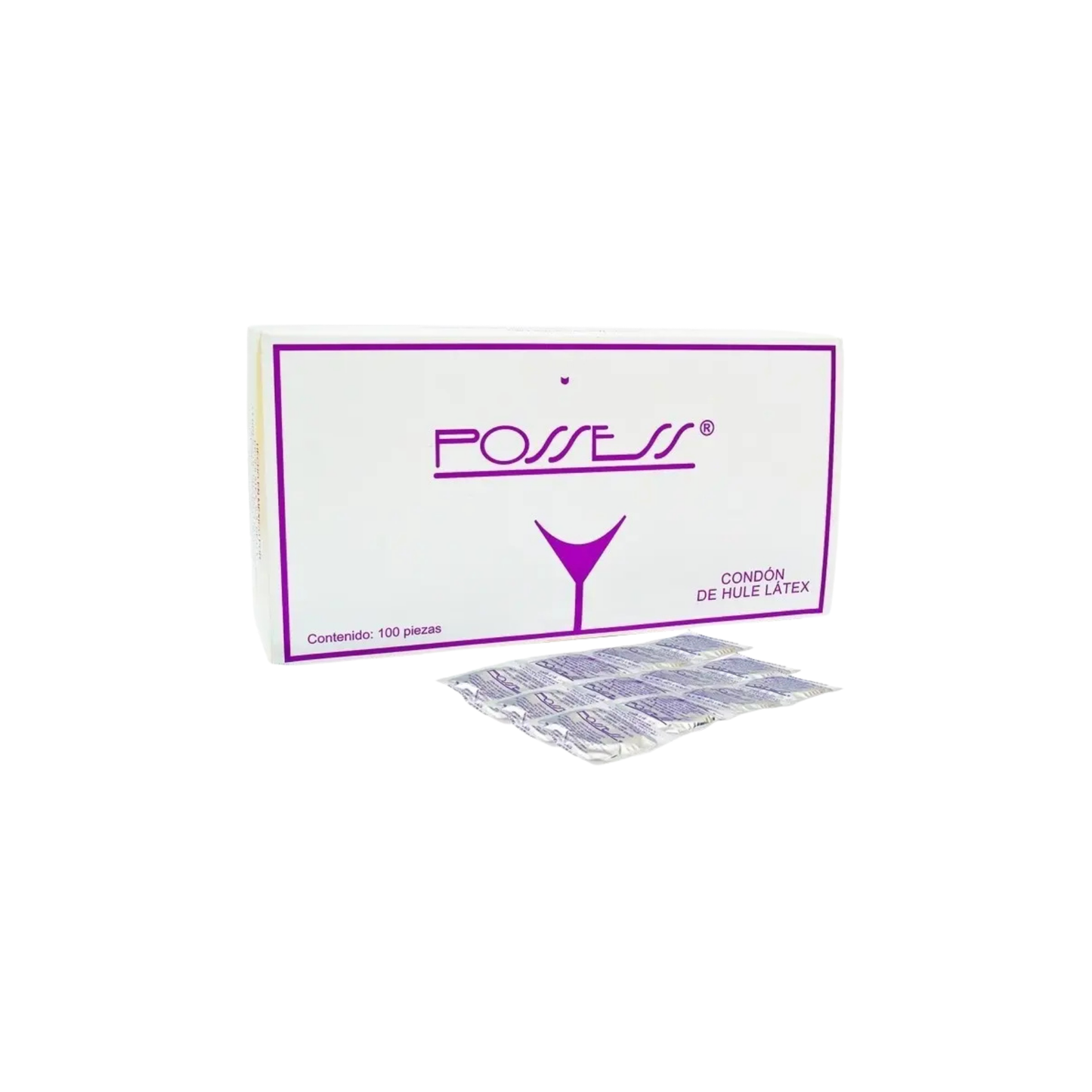 CONDONES POSSES LUBRICADOS LATEX NATURAL MASCULINO CAJA CON 100 PIEZAS