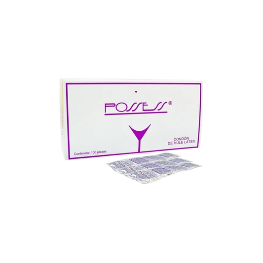 CONDONES POSSES LUBRICADOS LATEX NATURAL MASCULINO CAJA CON 100 PIEZAS