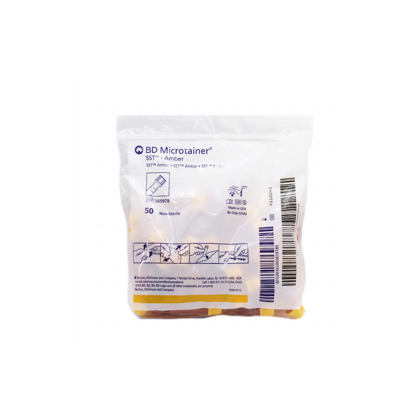 TUBO BD MICROTAINER 600 ML BOLSA CON 50 PIEZAS