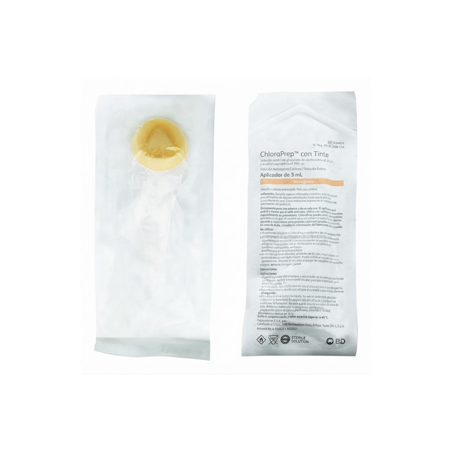 CHLORAPREP SOLUCION DE 3 ML CON TINTE CAJA CON 25 PIEZAS