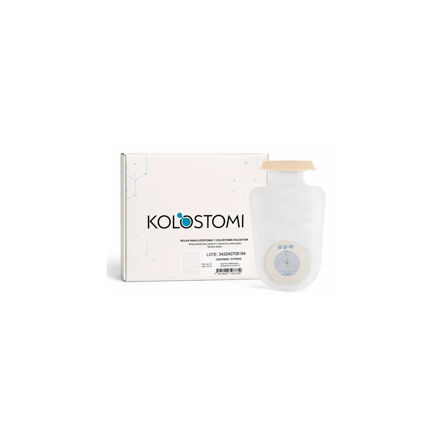 10 Bolsas para Colostomía o Ileostomía adulto KOLOSTOMI