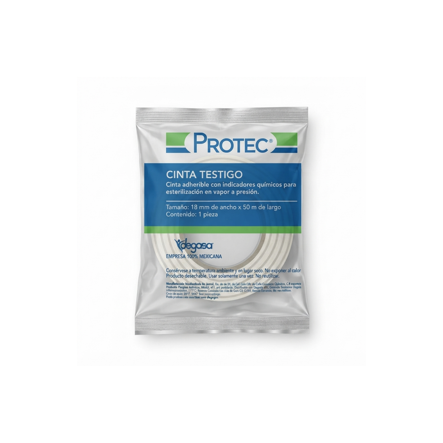 CINTA TESTIGO PARA ESTERILIZACION CON VAPOR A PRESION 18MM X 50 CM PROTEC 1 PIEZA