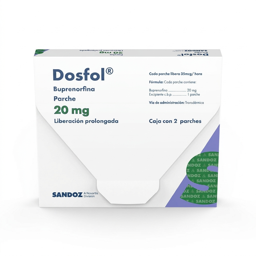 PARCHE DOSFOL BUPRENORFINA 20MG CAJA CON 4 PARCHES