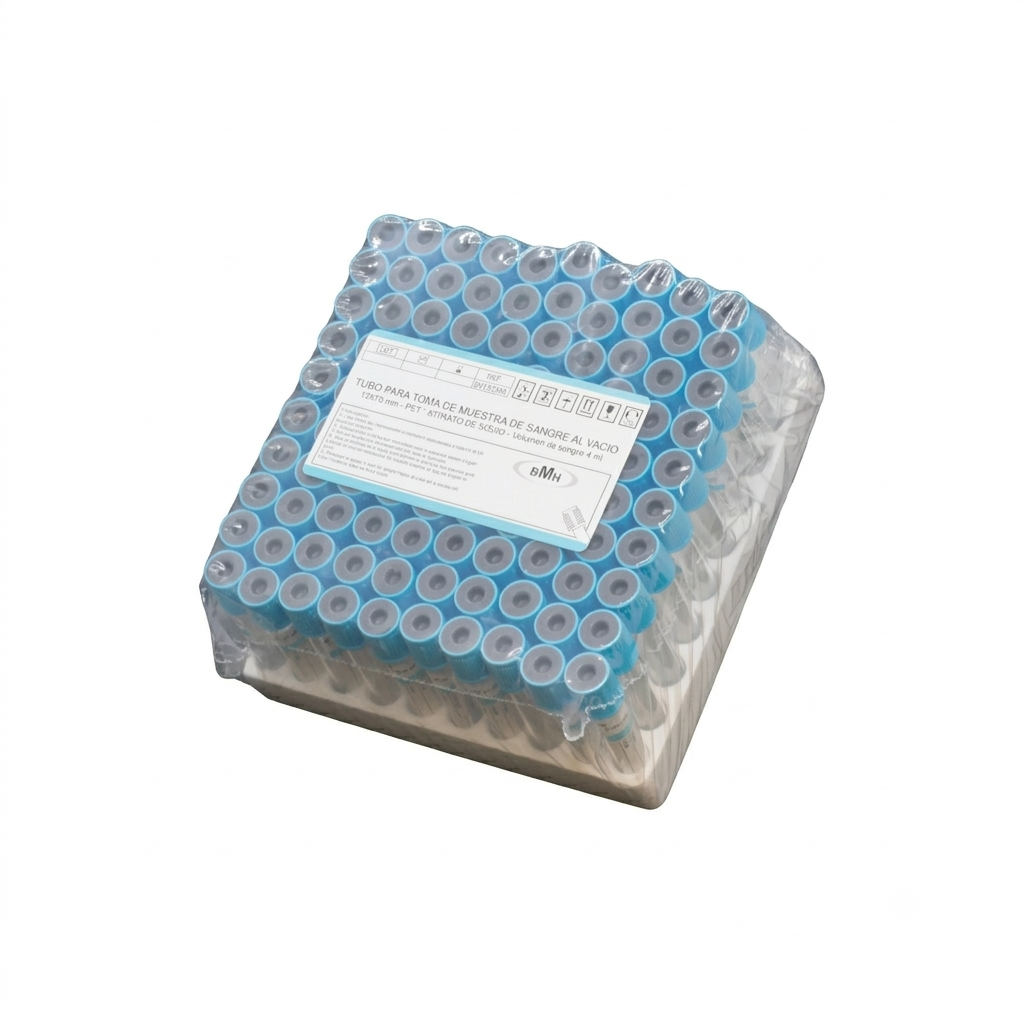 TUBO PARA TOMA DE MUESTRA DE SANGRE 13X75 mm PET CITRATO DE SODIO, 4ML BMH. 100pz