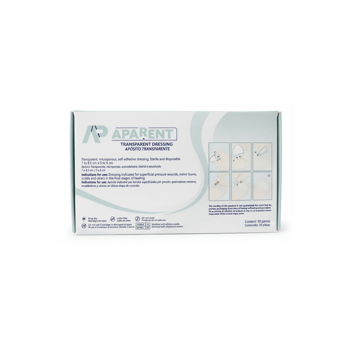 APARENT 7X6CM APOSITO TRANSPARENTE CAJA CON 50 PIEZAS