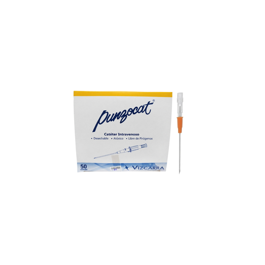 CATETER PUNZOCAT 14GX45MM RADIOPACO NARANJA  CAJA CON 50 PIEZAS