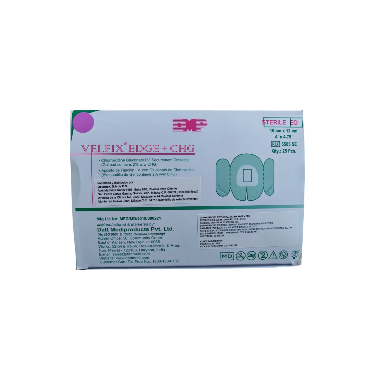 APOSITO VELFIX EDGE+CHG 10CM X 12CM CAJA CON 25 PIEZAS 5505