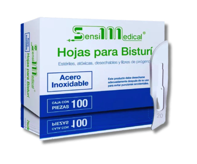 HOJAS PARA BISTURI DE ACERO INOXIDABLE # 20 CON 100 HOJAS