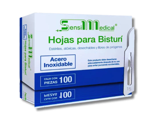 HOJAS PARA BISTURI DE ACERO INOXIDABLE # 15 CON 100 HOJAS