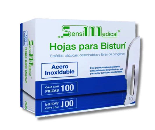HOJAS PARA BISTURI DE ACERO INOXIDABLE # 10 CAJA CON 100 PIEZAS