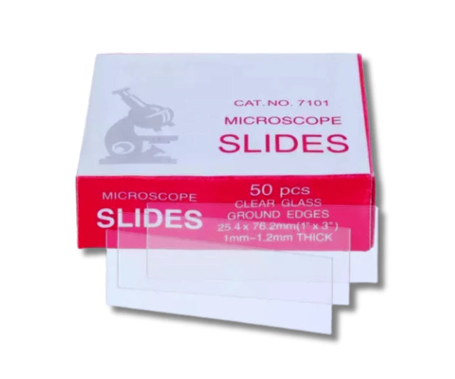 PORTA OBJETOS PARA MICROSCOPIO 25 mm x 76 mm CAJA CON 50 PIEZAS
