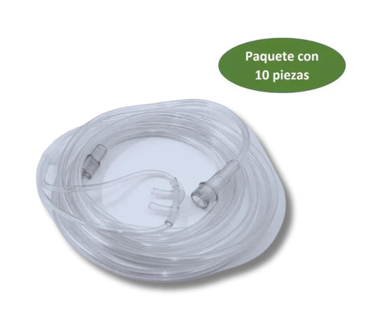 PUNTA - CANULA NASAL PARA SUMINISTRO DE OXIGENO 1.80 M PAQUETE CON 10 PIEZAS